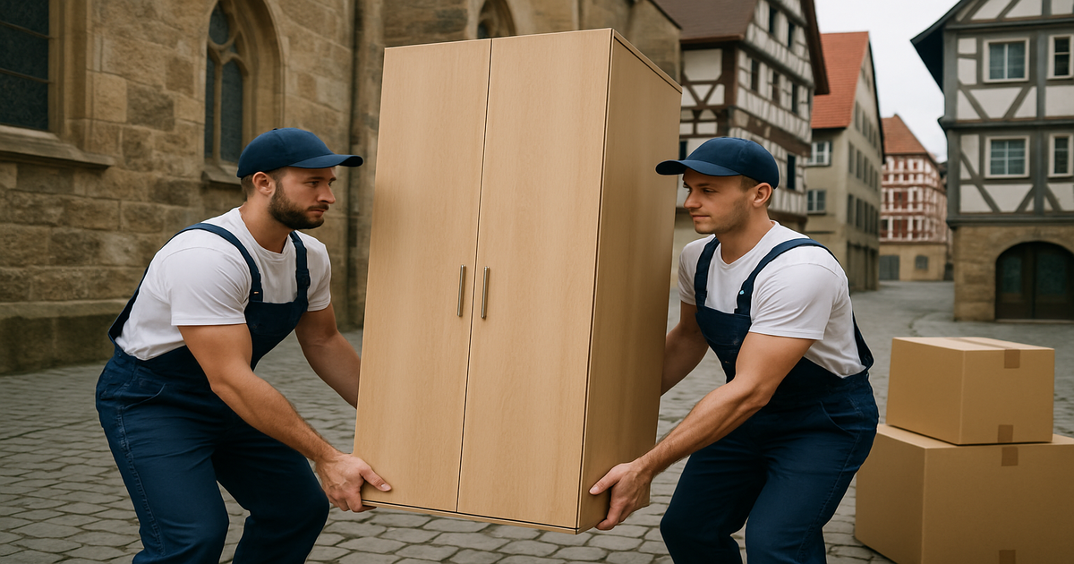 Professionelle Umzugshelfer in Reutlingen beim Tragen von Umzugsgut